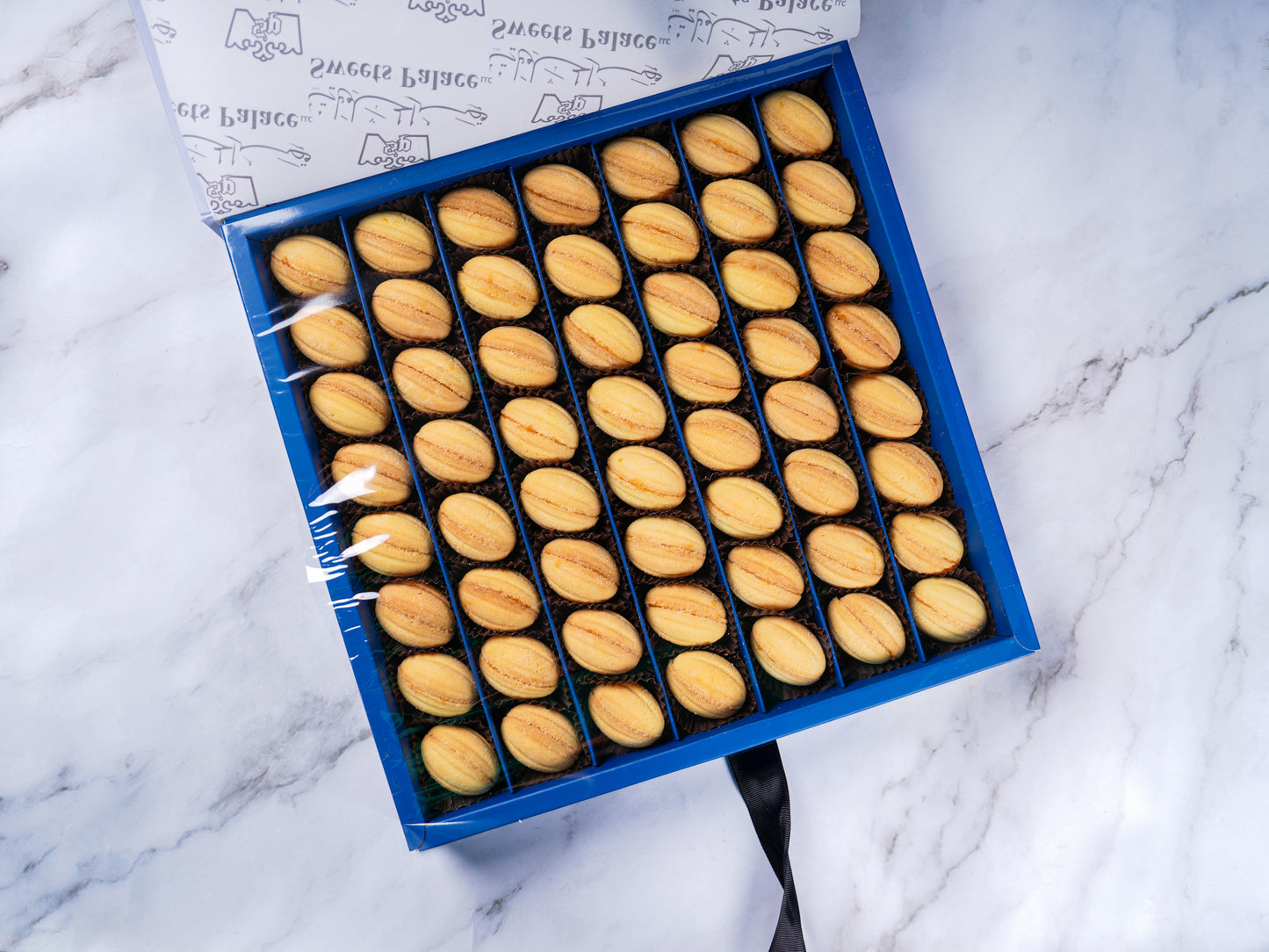 Box of walnuts with caramel